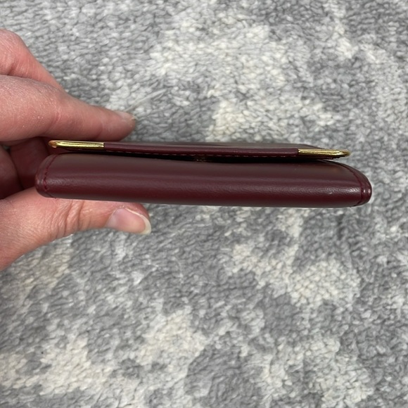 Cartier Burgundy Leather Mini Compact Wallet Pouch Must Line Square Coin Purse - Picture 9 of 17